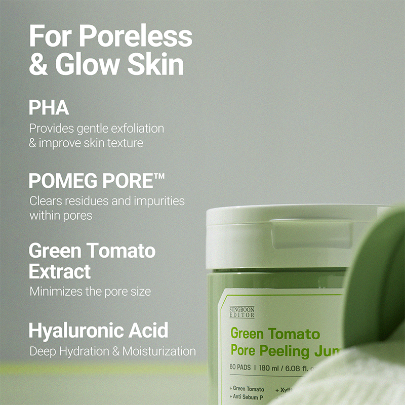 SUNGBOON EDITOR Green Tomato Pore Peeling Jumbo Pad — 180ml/60pcs